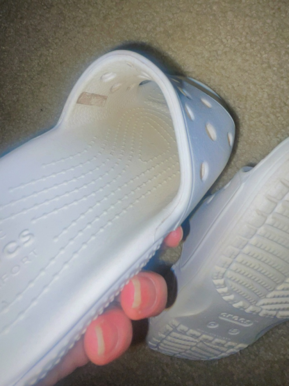 Kids white Crocs slides size 12 - Picture 5 of 7